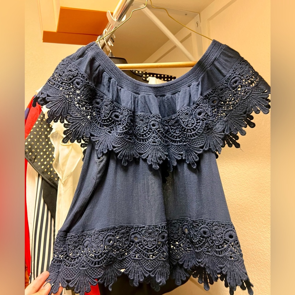 Navy Top Down the Shoulder